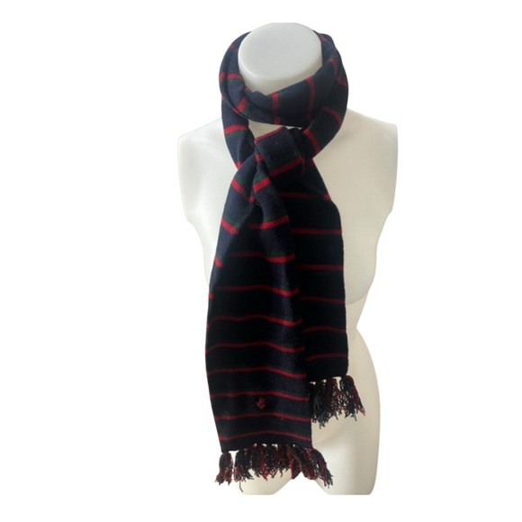 Polo Ralph Lauren Navy and Red Striped Scarf - Picture 1 of 9